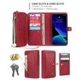 thumbnail image 4 of iPhone 11 6.1" Case, Allytech Vegan Leather Flip Stand Multi-Function Cards Holder Cash Pocket Purse Detachable Back Cover Magnetic Protection Shockproof Case Cover for Apple iPhone 11 6.1",Red, 4 of 10
