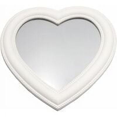 Espejo de maquillaje de pared en forma de corazón 27 x 27 cm blanco