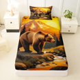 thumbnail image 3 of Manfei Sunset Mountain Twin Sheets,Safari Bear Bedding,Golden,3-Piece,1 Fitted Sheet and 1 Pillowcase, 3 of 6