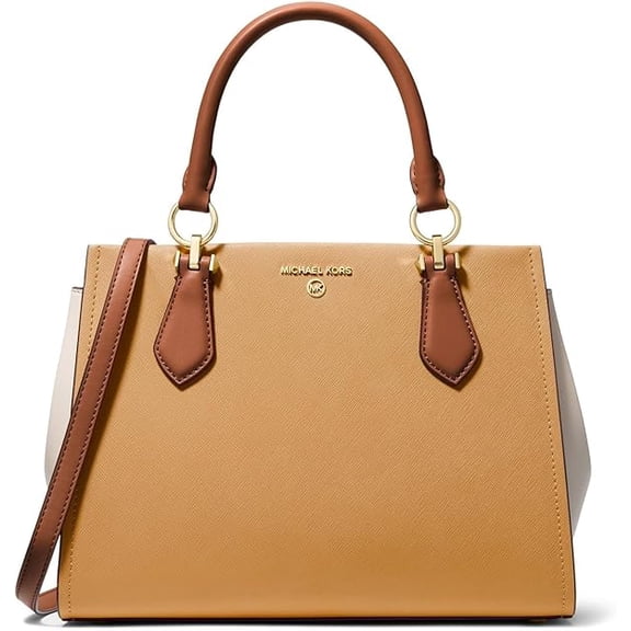Michael Kors Marilyn Medium Satchel, Pale Peanut/Luggage