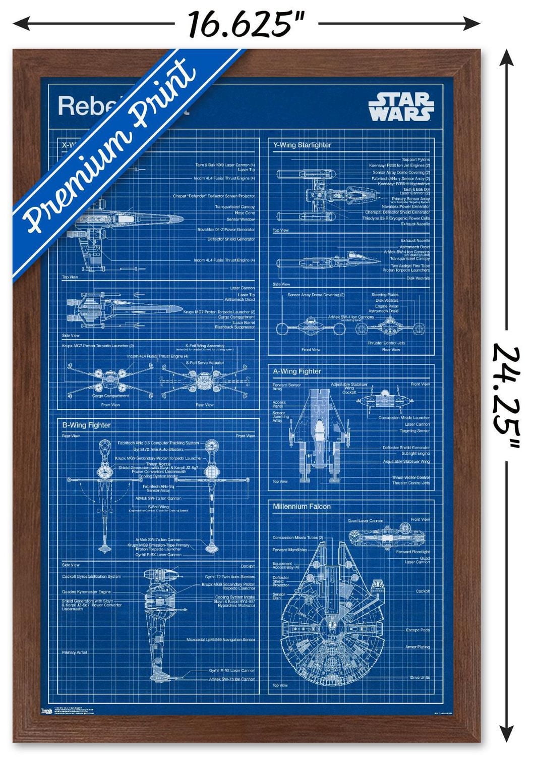 Star Wars: Saga - Rebel Blueprint Wall Poster, 22.375" x 34"