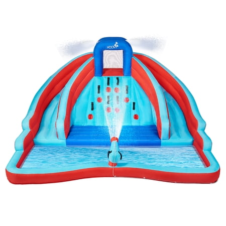 Double Water Slide with Climbing Wall | Giant Inflatable Water Slide with Climbing Wall and Pool | Double Water Slide | Heavy Duty High Quality | Easy to Set Up | Included Air Pump and Carry Bag