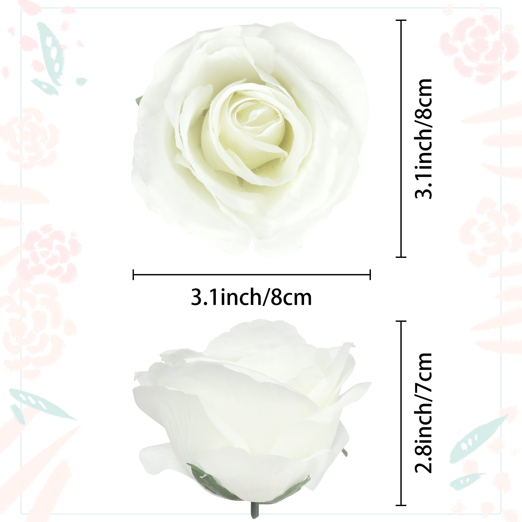 Unique Bargains 25 Pcs Roses Artificial Flowers Silk Fake Roses White