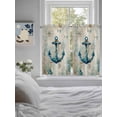 thumbnail image 3 of Teal Anchors Coastal Bathroom Window Curtain, Vintage Summer Beach Nautical Light Filtering Coffee Kitchen Curtains, Bedroom Living Room Curtains 2 Panel 84"x54", 3 of 6