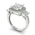 thumbnail image 2 of 3.005 ct Princess Cut Moissanite 3 Stone 18K White Gold Womens Engagement Ring, 2 of 5