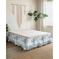 thumbnail image 2 of Teal Blue Grey Coastal Wrap Around Bed Skirts for King Bed 16" Drop,Bed Skirt with Adjustable Elastic Belt Dust Ruffle Bed Valance for Bedroom Hotel Summer Beach Coral Shell Starfish Bed Frame Cover, 2 of 7