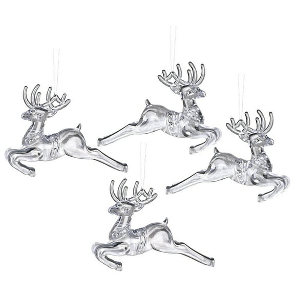 HUONA 4Pcs Christmas Transparent Reindeer Ornaments Pendent Reindeer Ornaments for Winter Christmas Tree Decorations Craft Reindeers