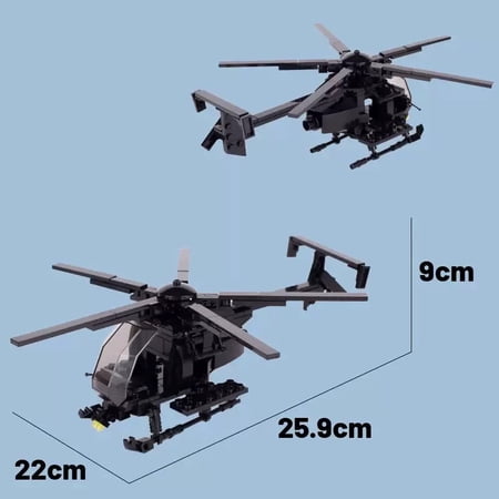 Little Bird Helicopter AH-6 MH-6 Aircraft Assembly Model MOC Building Block Toy Military Series Display Piece Children's Gift