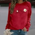 thumbnail image 2 of Sweatshirt for Women Smile Letter Print Long Sleeve Lightweight Pullover Floral Graphic Relax Fit Fall Tops, 2 of 5