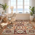 thumbnail image 3 of Design&I 3'x5' Ultra Soft Throw Mat, Hippie Throw Distressed Fragment Organized Panel Layout Orange None Fluffy Washable Easy Care Indoor rug for Bedside Hallway, 3 of 7