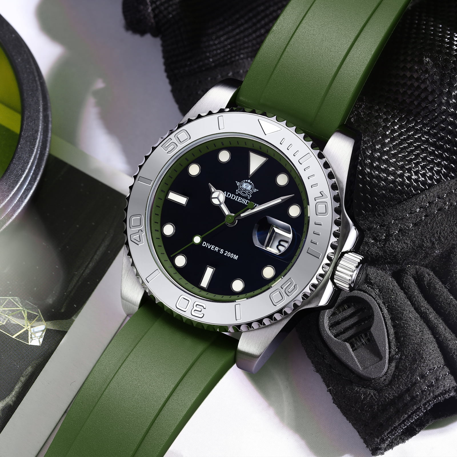 ADDIESDIVE Men's Dive Watch - 200M Water Resistant, Japanese Quartz Movement, Ceramic Bezel & Super Luminous Quartz Watches for Men