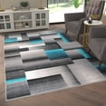 thumbnail image 3 of Emma + Oliver 6x9 Modern Cubist Olefin Accent Runner Rug in Gradient Shades of Black, Gray and Turquoise with Natural Jute Backing, 3 of 6