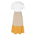 thumbnail image 4 of Uaswgudfs 2025 Women's Summer Casual Short Sleeve Midi Dress - Round Neck with Tiered Ruffle Hem & Utility Pockets Yellow S, 4 of 5