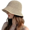 thumbnail image 1 of Sombrero de paja para mujer, sombrero de pescador tejido, sombrero de playa, gorra plegable, gorras de verano, sombrero de pescador para mujer, 1 of 5