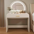 thumbnail image 2 of GZXS 39" White Makeup Vanity with Removable Lighted Mirror, Modern Dressing Table with 1 Spacious Drawer, Curved Edges, Dual Use Desk for Bedroom/Living Room, 2 of 9