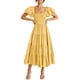 thumbnail image 1 of Vestido PRETTYGARDEN Midi con escote cuadrado y mangas abullonadas amarillo XL, 1 of 8