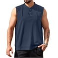 thumbnail image 3 of Sentmoon Tank Top Men and Sleeveless V Neck Summer Men Clothes Solid Color with Pockets Bodybuilding Loose Button Up Plus Size Men Compression Shirt Hawaiian for Running in Hot Weather M, 3 of 6