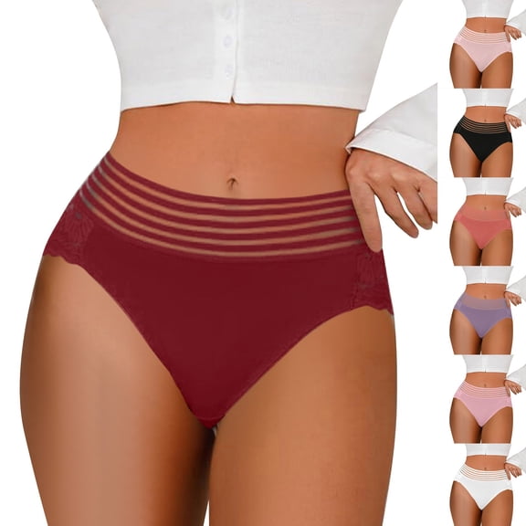 FCLoft Women's Lace High Waisted Breathable Briefs Invisible Seamless Underwear