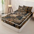 thumbnail image 2 of Castle Fairy Teens Woodland Deer Zipper Queen Comforter Set with Fitted Sheet and 2 Pillowcases,Autumn Maple Leaf Branches Zipper Bedding Set,Brown Tan Cream,Black Reversible,4 Pieces, 2 of 6