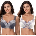 thumbnail image 1 of TRAHOO-Women's Plus Size Minimizer Wireless Unlined Embroidered Lace Bra, 1 of 4