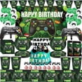 thumbnail image 2 of Decoración de fiesta de cumpleaños de videojuego verde, plato, bolsa de regalo, mantel, Gamepad, globo, Dackdrop Boy, controlador de juego, suministros para fiesta, 2 of 4