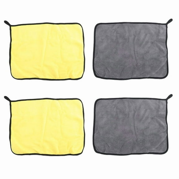 4 Pack Premium Ultra Thick Plush Microfiber Towel, Professional Double Layer Super Cleaning Cloth for Car Wash Buffing Wax Polishing & Drying 12x16 inch - 600Gsm
