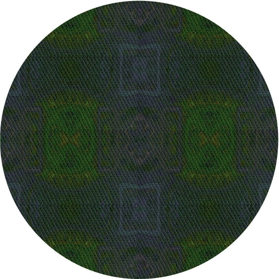Ahgly Company Indoor Round Patterned Medium Forest Green Area Rugs, 6' Round