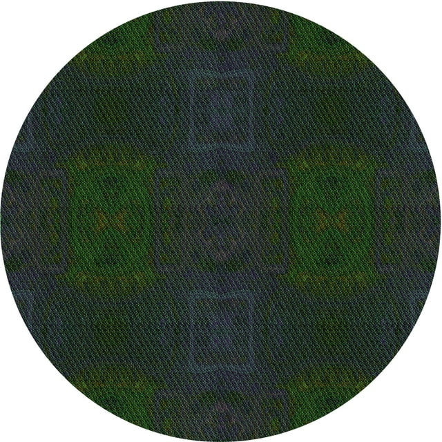 Ahgly Tapis Rond Lavable en Machine Intérieur Transitionnel Vert Forêt Moyen, 8 Pieds Rond