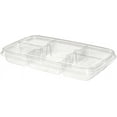 thumbnail image 2 of 40oz Clear Rectangular Plastic Tray with Lid, 5 Compartment Fruit, Veggie and Snack Container, Reusable Food Serving Platter for Party, Buffet, Catering, Salad, and Dip (50), 2 of 2