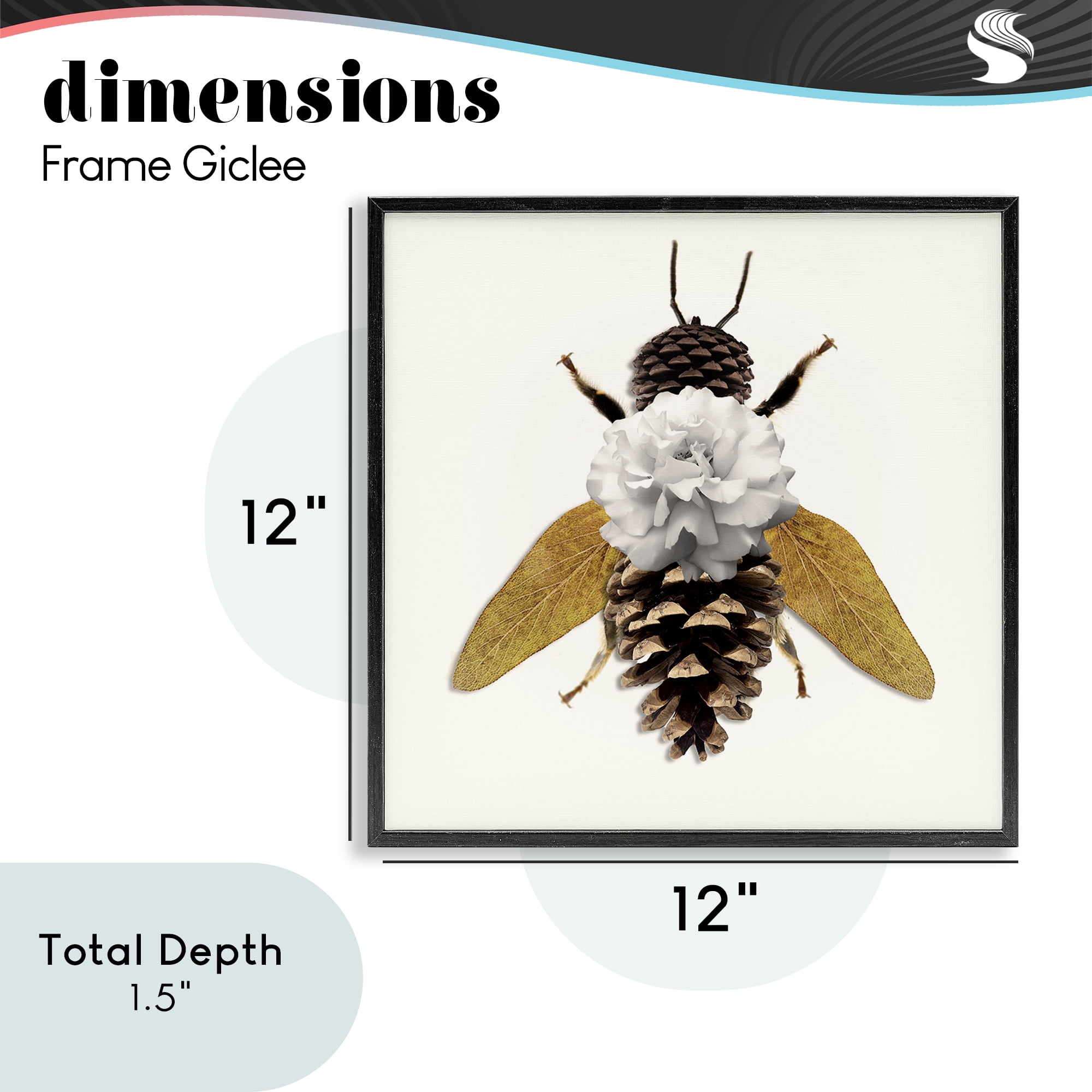 Nature Constructed Bee Black Framed Giclee Art, design by Sasha