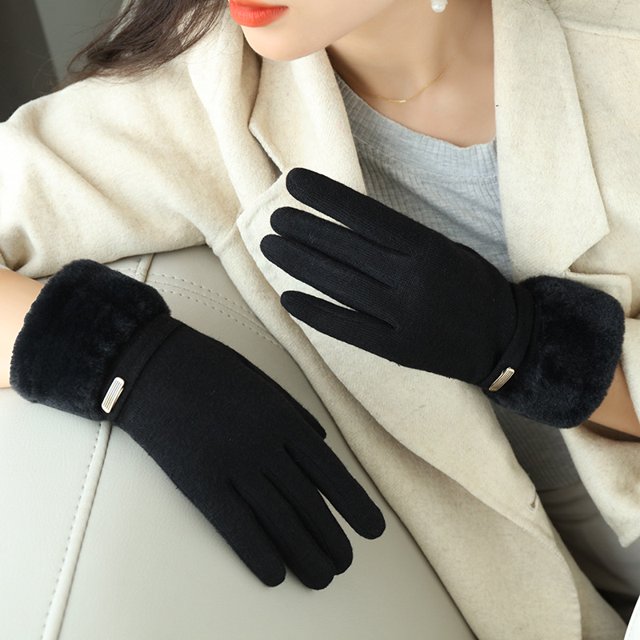 Guantes cálidos de imitación de cachemira para otoño e invierno, guantes para dedos con pantalla táctil, guantes para montar al aire libre para damas