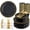 Black - Modern, variant on 350Piece Dinnerware Set for 50 Guests - Gold Plastic Plates with Disposable Cutlery - 50Dinner Plates-50Dessert Plates-50Pre Rolled Napkins with Silverware for Wedding/Mother's Day
