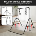 thumbnail image 5 of Kids Gymnastics Bar for Home Gym, Black Adjustable Height Horizontal Gymnastic Training Bar with Rings, Foldable Steel Balance Trainer for Children, Space Saving Kids Gym Equipment, 5 of 9