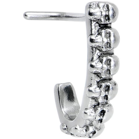 Body Candy Stainless Steel Halloween Scary Skulls Faux Hoop L Shaped Nose Ring 20 Gauge 1/4
