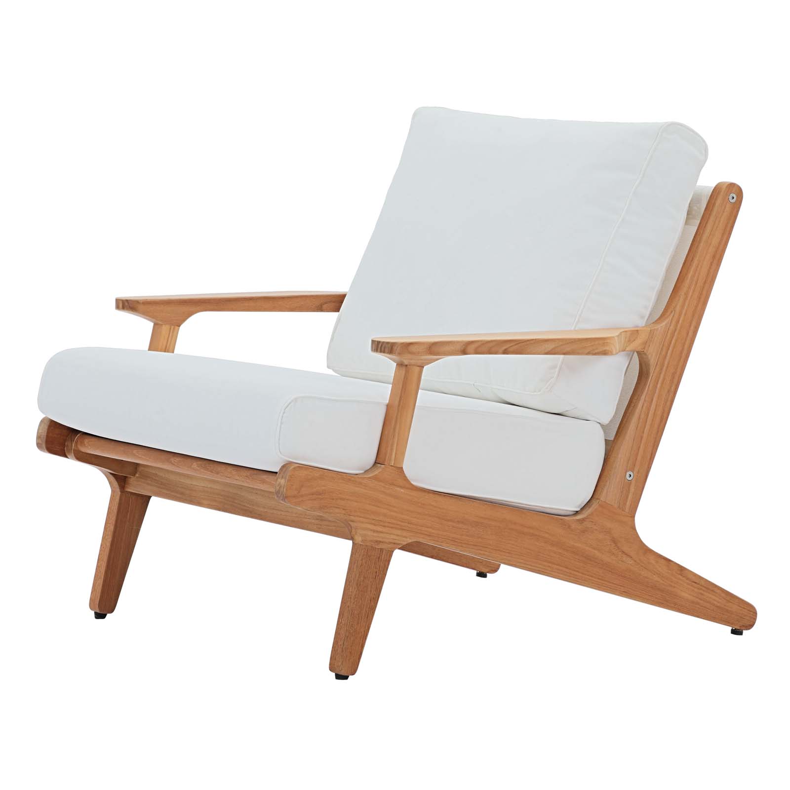Modern Contemporary Urban Design Outdoor Patio Balcony Garden Furniture Lounge Chair and Sofa Set, Wood, White Natural - image 3 of 8