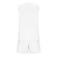 thumbnail image 4 of Ensembles Courts Femmes Tenues 2 Pcs Vacances Femmes Décontracté Été Uni Col Rond Sans Manches Hauts et Shorts Ensemble Femmes Ensembles Deux Pièces en Solde, 4 of 6