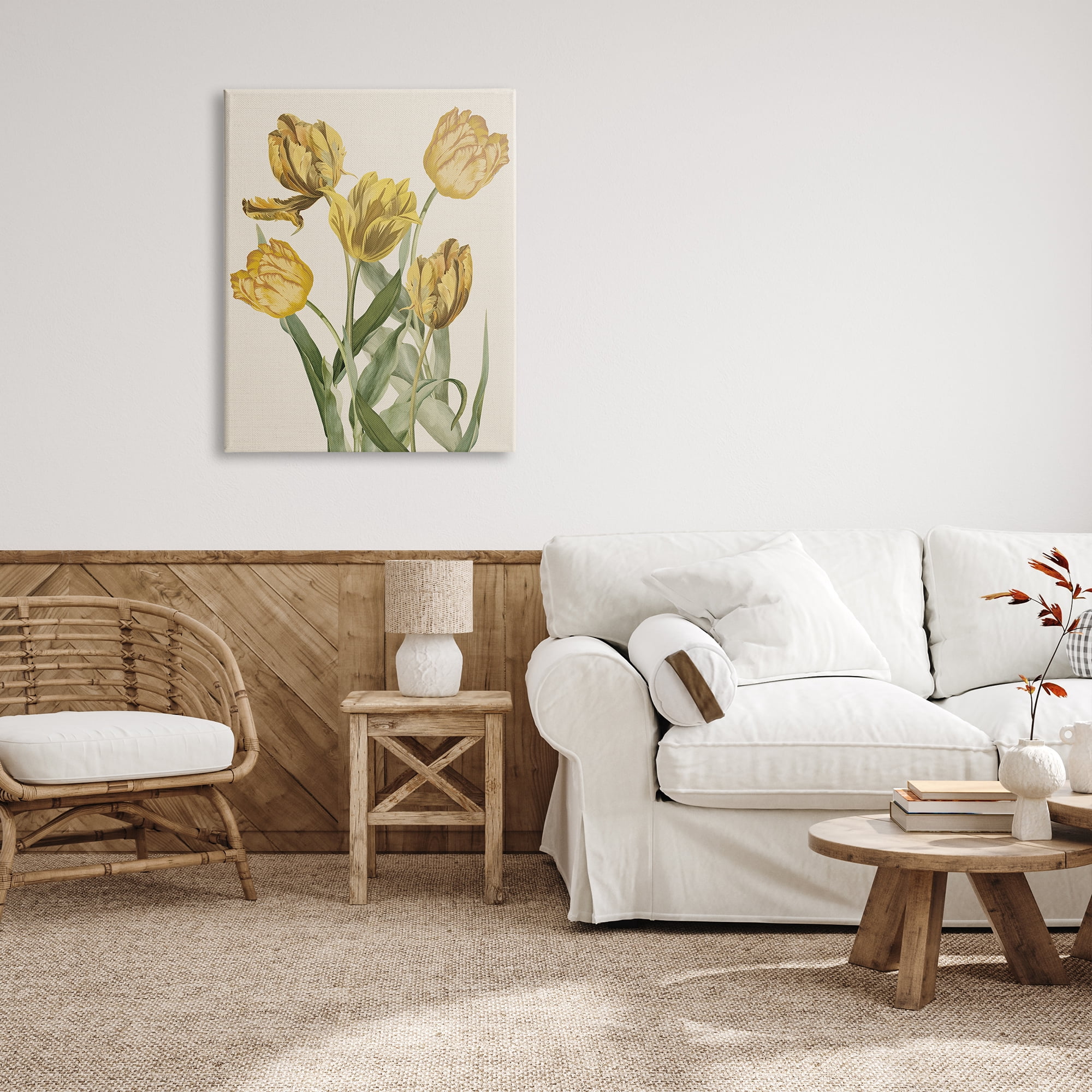 Stupell Industries Antique Yellow Tulips Botanical & Floral Painting Gallery Wrapped Canvas Art Print Wall Art, 30 x 40