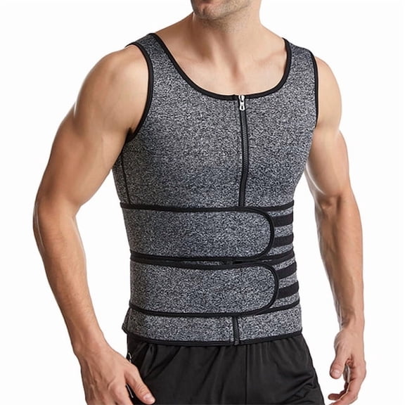 Men's Neoprene Body Shaper Vest - Double-Breasted Compression Tank Top for Torso Trimmer