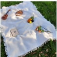 thumbnail image 3 of Picnic Blanket Outdoor Blanket Foldable Blanket Picnic Mat Beach Mat for Camping Lawn Beach Grass, Kitchen Tassel Tablecloth Table Decor, 35"x59"(White), 3 of 5