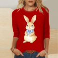 thumbnail image 2 of ZVAVZ Chemises de Pâques pour Femmes, Œufs de Pâques pour Femmes, T-Shirts à Col Rond Imprimés, Blouse à Manches 3/4 Imprimée, Vêtements de Printemps, Offres du Jour Prime Rouge 2TG, 2 of 5