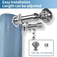 thumbnail image 2 of Urbanest Adjustable Double Curtain Rod Set Door Knob Manhattan Finials – 1″ Front & 3/4 Back Rod With Brushed Steel Rod, 84–120 Inches, 2 of 6