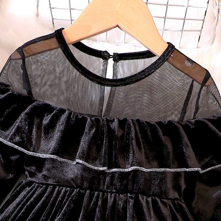 black dress 2t City Threads Girls Soft Jersey 100% Cotton Long Sleeve Skater Dress -  Twirly Dress for Toddlers/Kids, Black