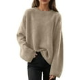 thumbnail image 2 of Sriper Oversized Knit Sweater Women Long Sleeve Crewneck Warm Fall Sweaters Drop Shoulder Soild Cozy Loose Pullover Tops Daily Street Casual Outfits, 2 of 4