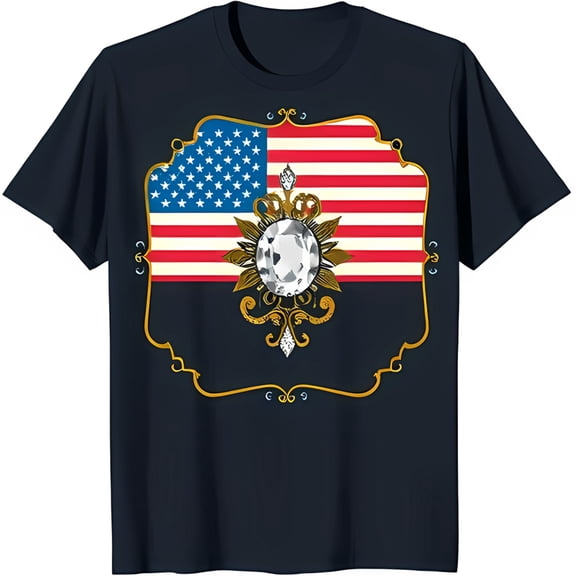 Bold Black T-Shirt with Classic Graphic & Gold Crown Design