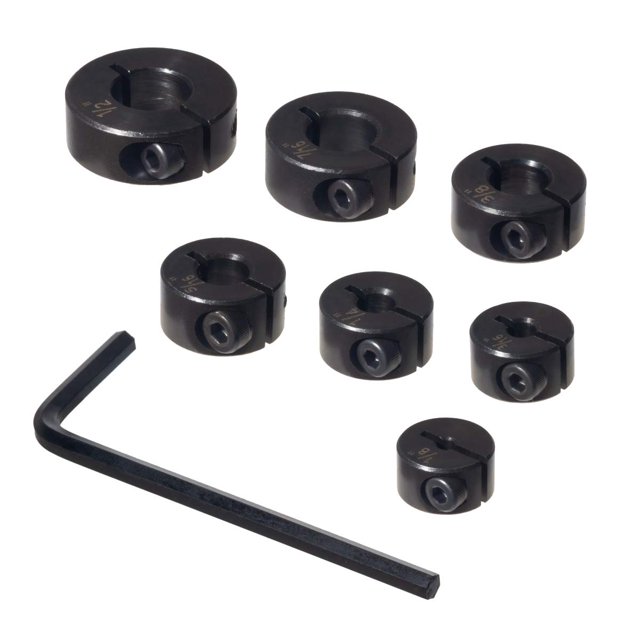 Juego de collares ajustables para brocas POWERTEC, 7 piezas
