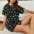 thumbnail image 4 of Balery Solar System Planets Space Conjunto de Pijama para Mujer con Estampado, Dos Piezas de Manga Corta y Shorts, Ropa de Dormir Suave con Cuello Redondo y Bolsillos-XX-Large, 4 of 6