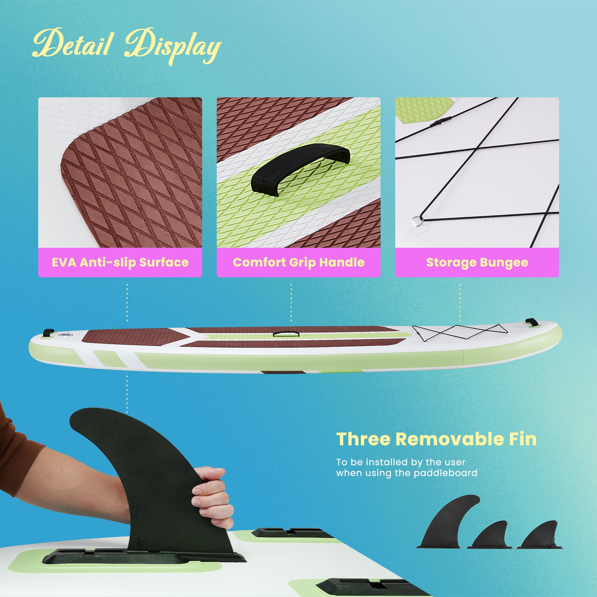 MCQ Inflatable Stand Up Paddle Board Durable Advanced Material and Complete SUP Accessories Non-Slip Deck, ﻿Brown and Gray