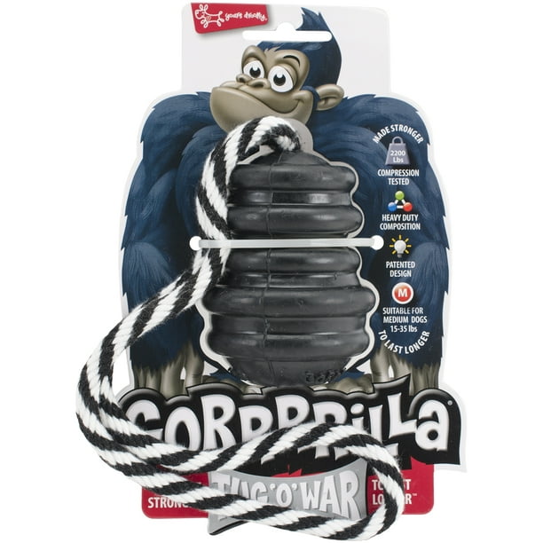Multipet Gorrrilla Jouet de Friandise en Caoutchouc Dur W / Corde 3,5 "-Noir