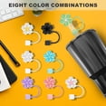 thumbnail image 3 of NUAHRHY Grusce 16pcs Straw Cover Silicone Straw Lid Covers Cute Flower Silicone Straw Toppers Dustproof Straw Cover Toppers 10mm/0.4in Diameter Dishwasher Safe for 30/40oz Tumblers Cups 5.58in, 3 of 8