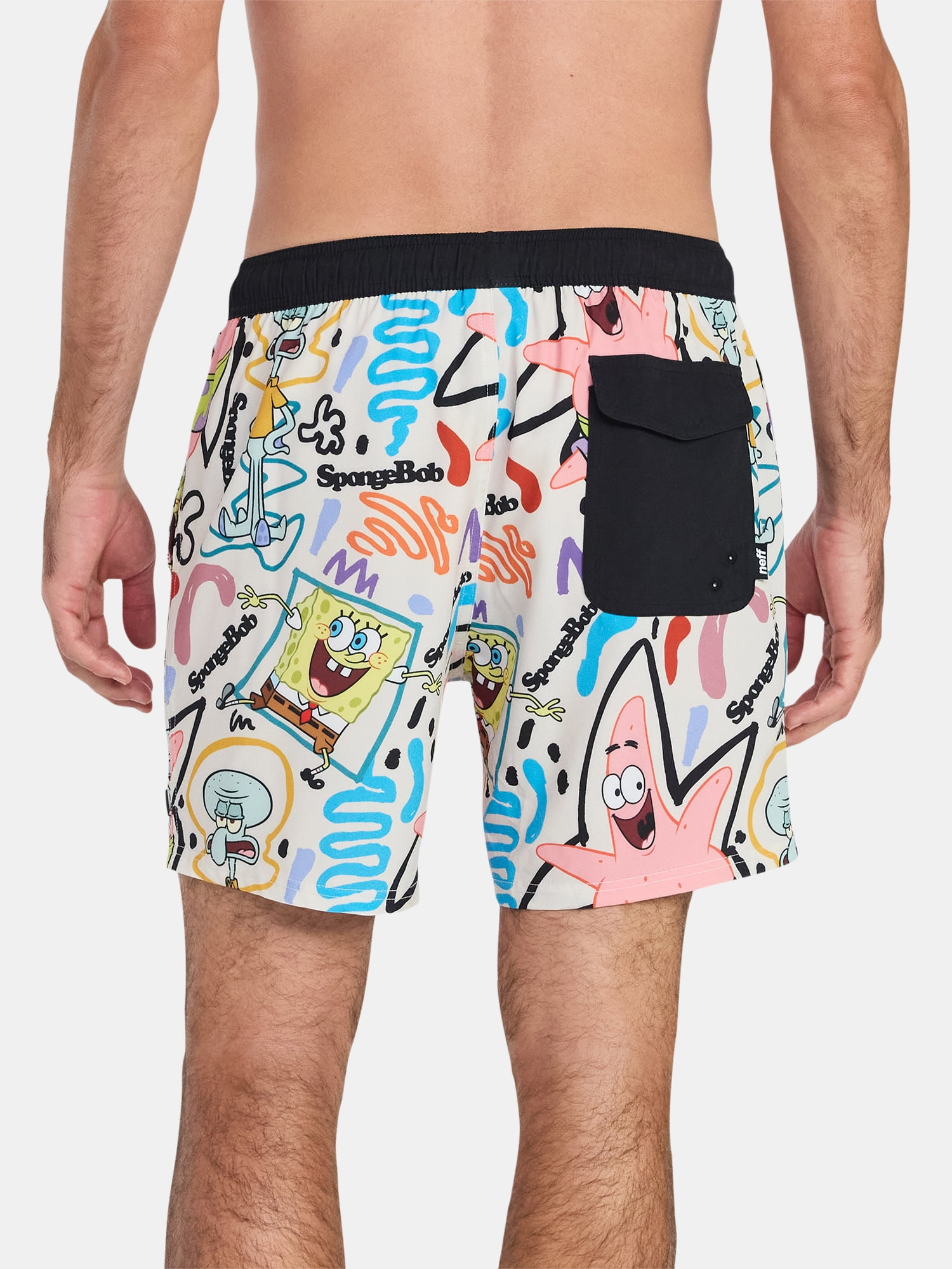 Neff Men's and Big Men's SpongeBob SquarePants Print Swim Trunks, Sizes S-3XL